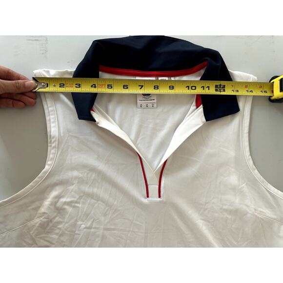 PUMA Volition V-Neck Tank Men’s XL White Blue Collar Red Accents - Picture 8 of 11